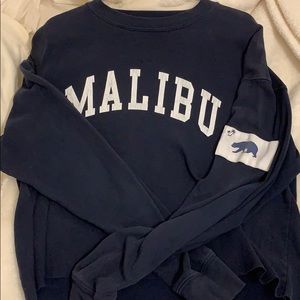 Navy Blue Crewneck Acacia Malibu CA Bear Flag Top